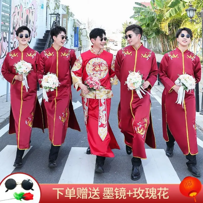 B226 abbigliamento da uomo, abbigliamento della confraternita in stile cinese, vestito Tang, Hanfu in stile cinese, abito da sposa Xiuhe da uomo, autunno e vittoria