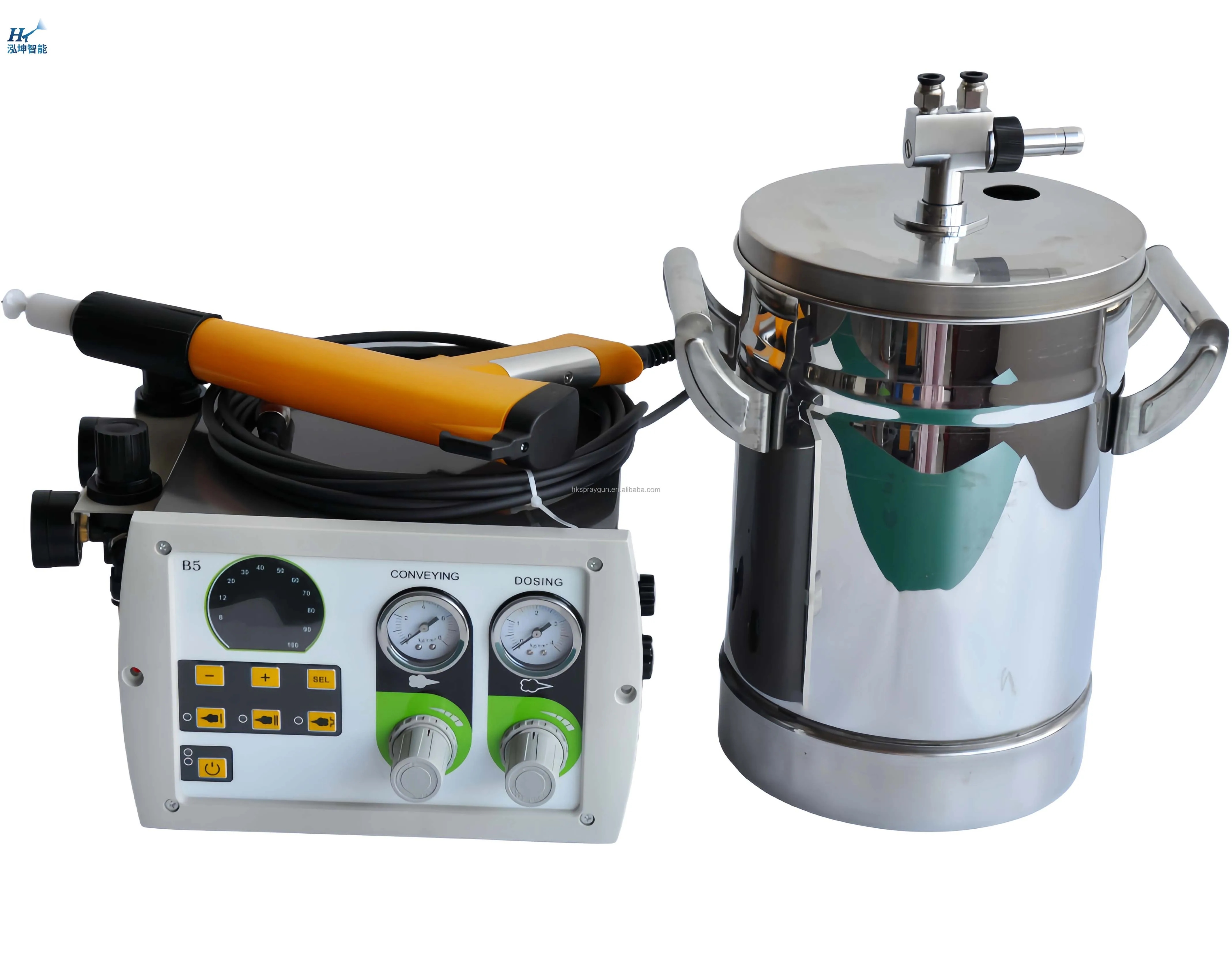 HK-B5K2 Laboratory  Portable Small Stainless Steel Powder Hopper Electrostatic Powder Coating  Machine for Car Painting and Rims