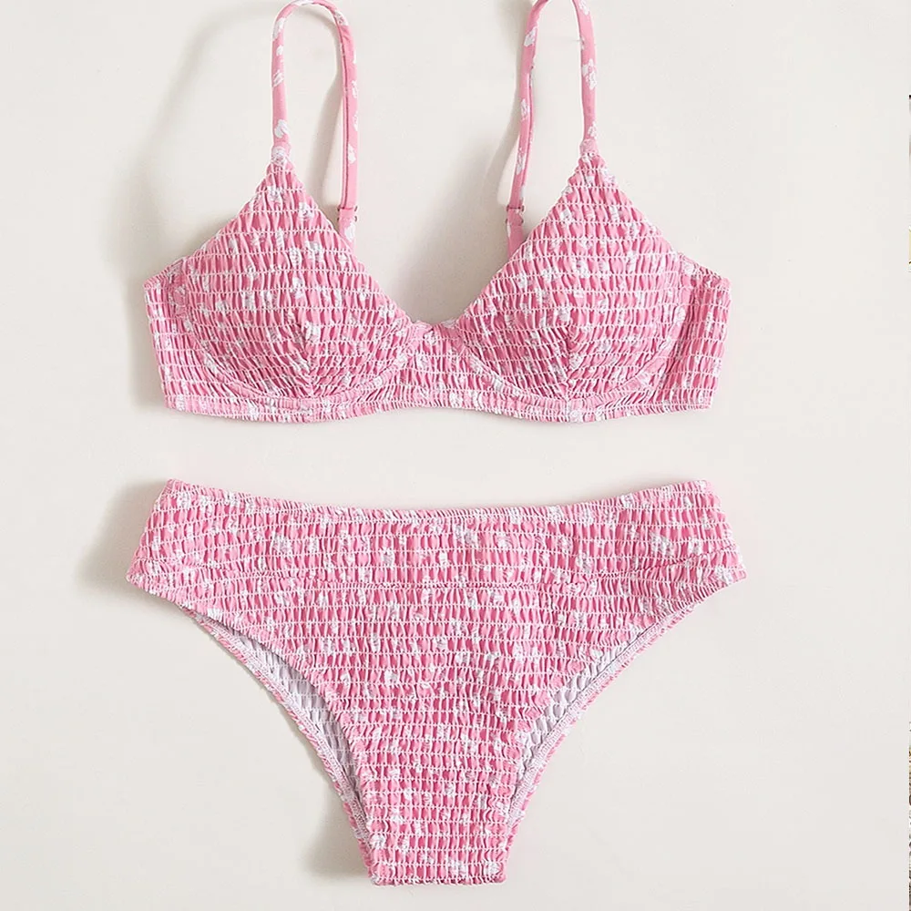 KNOW DREAM-Conjunto de Bikini de cintura alta con volantes para mujer, bañador Sexy con cuello en V, traje de baño de dos piezas para playa