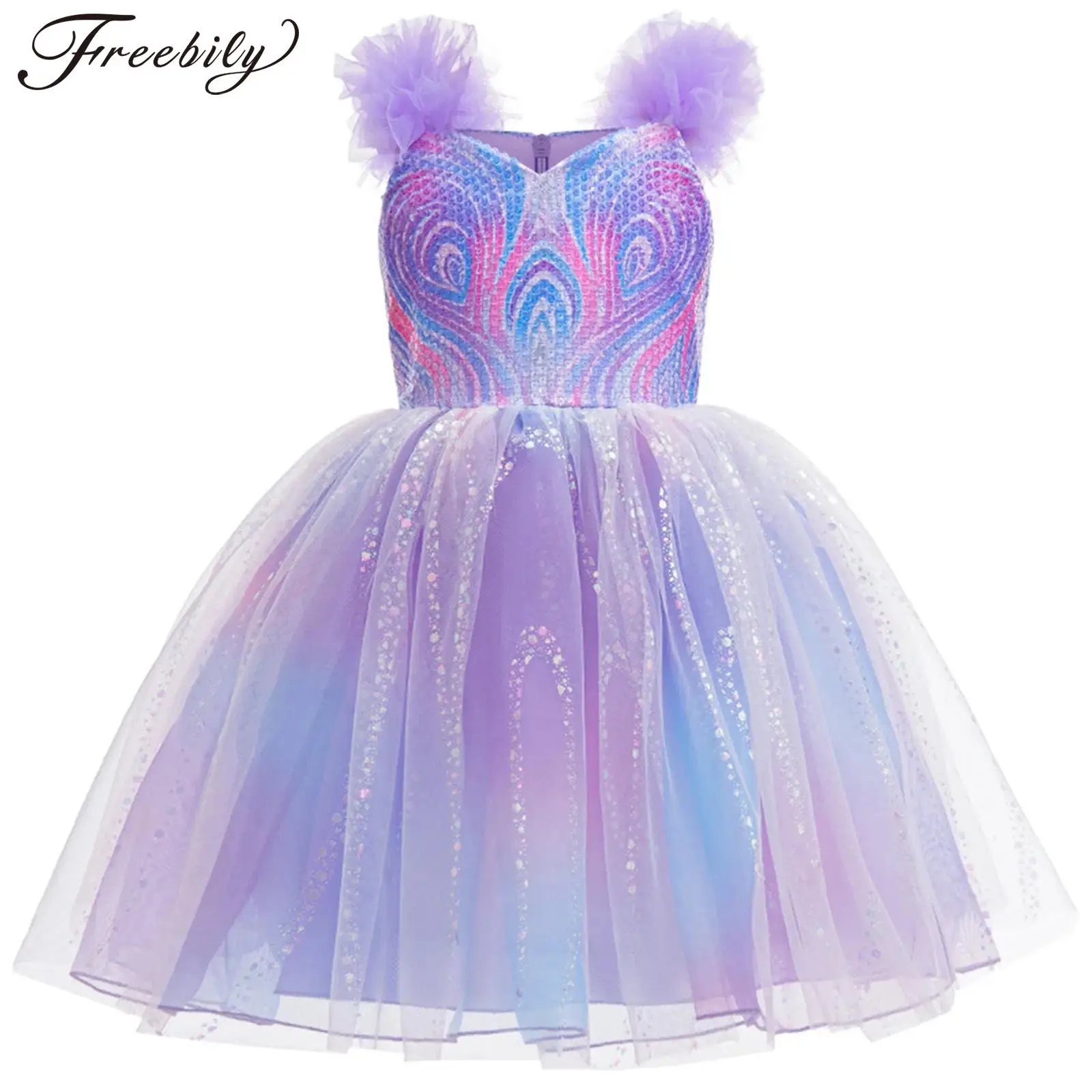 توتو بنات فستان الحفلات فستان الساحرة زي التدرج تول هيم فستان لامع الأميرة تأثيري فساتين عيد ميلاد فستان حفلات #1