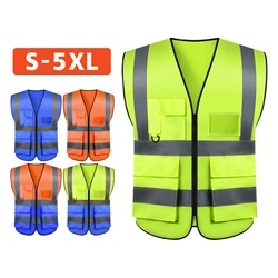 Safety Vest, High Visibility Reflective Vest with 5 Pockets Front for Men/Women, Meets ANSI/ISEA Standards