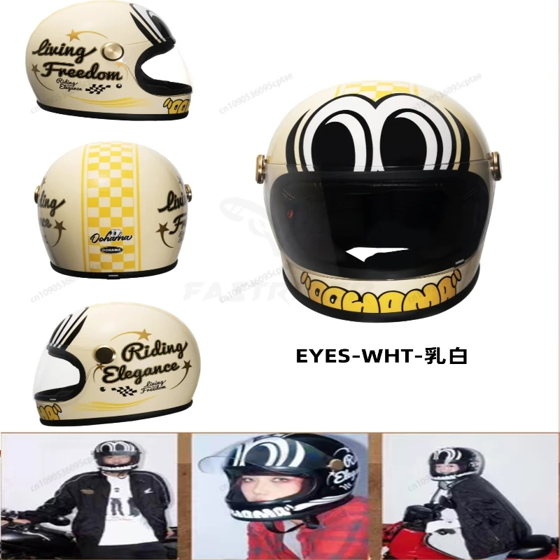 Retro Motorcycle Full Helmet Electric Bike Samurai Lens Small Helmet DOT Certification Retro FRP Helmet Cascos Para Motos 2.0