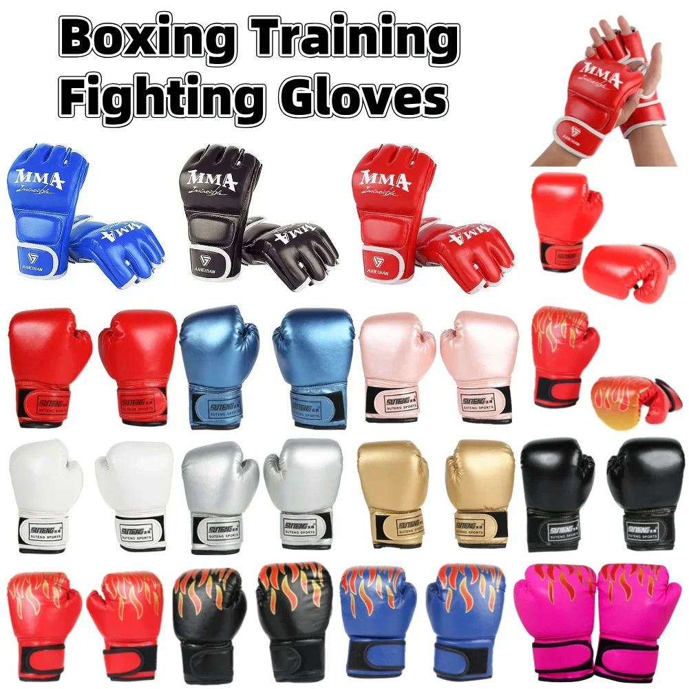 2pcs Kids Boxing Gloves PU Leather MMA Fighting Gloves Punching Bag Kickboxing Thai Gloves Professional for Kids Child Training