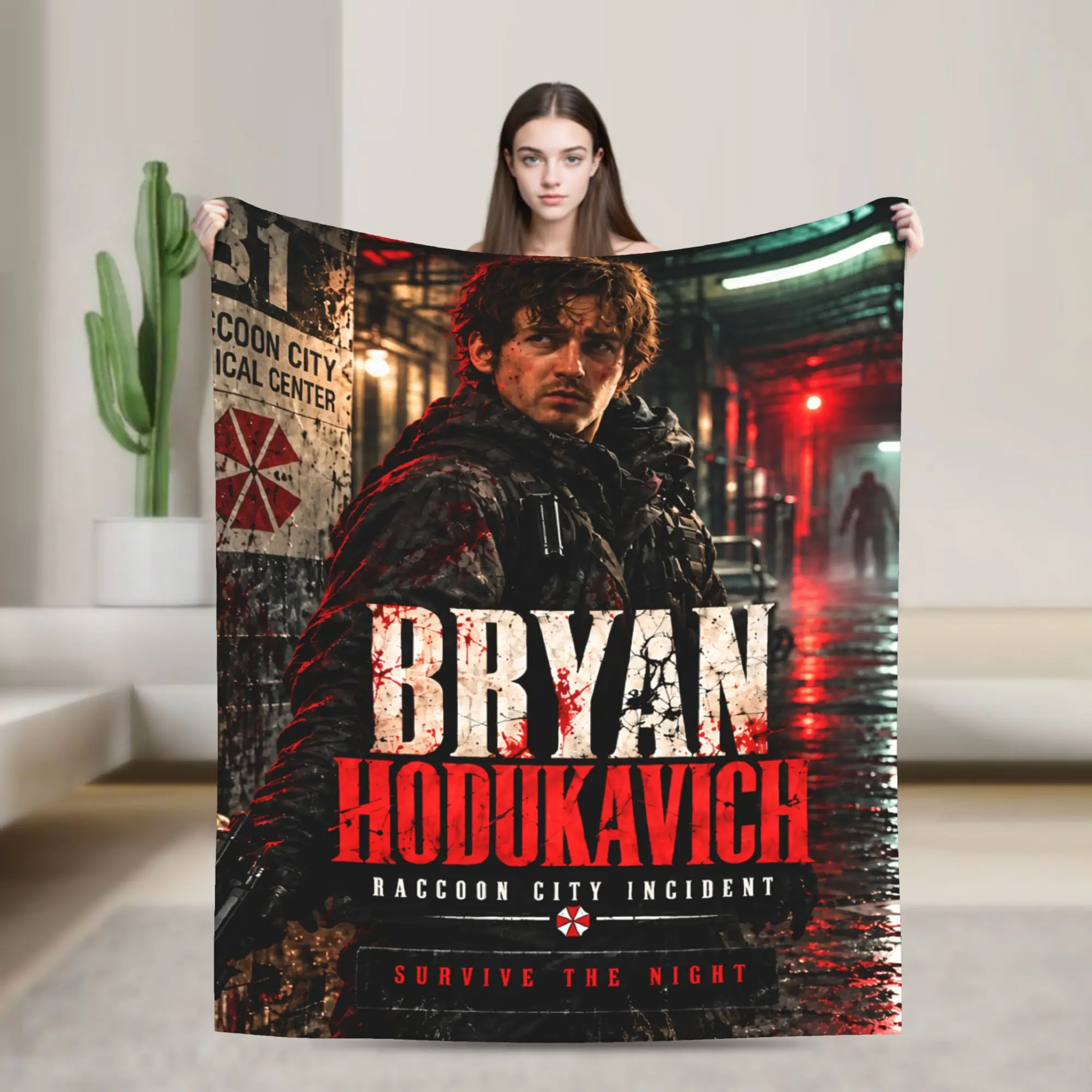 Bryan Austin Abrams Fleece Throw Blanket R-Residents Night Undead Evil Blanket for Home Car Soft Bed Rug