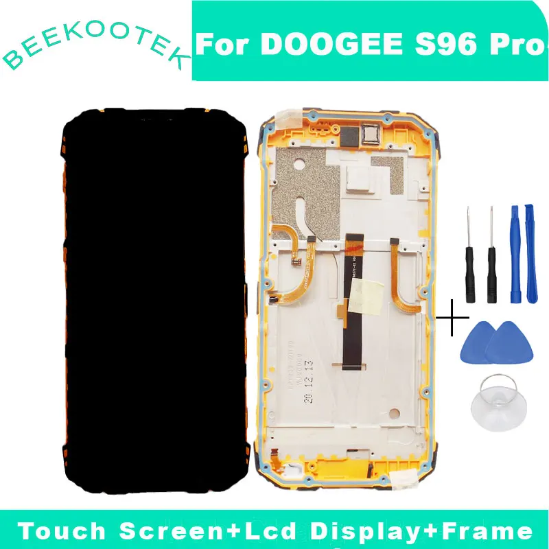 Original New DOOGEE S96 Pro LCD Display Touch Screen Digitizer With Frame Fingerprint Receiver Side FPC For S96 Pro Smart Phone