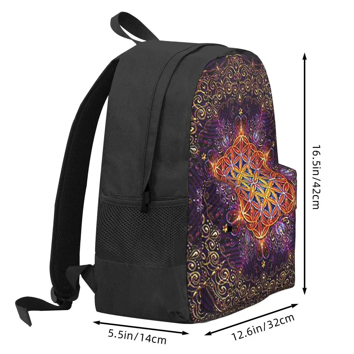 Flower Of Life Golden Lace Mandala Backpack Student BookBag Kids School Bag Laptop Shoulder Bags for Boys Girls