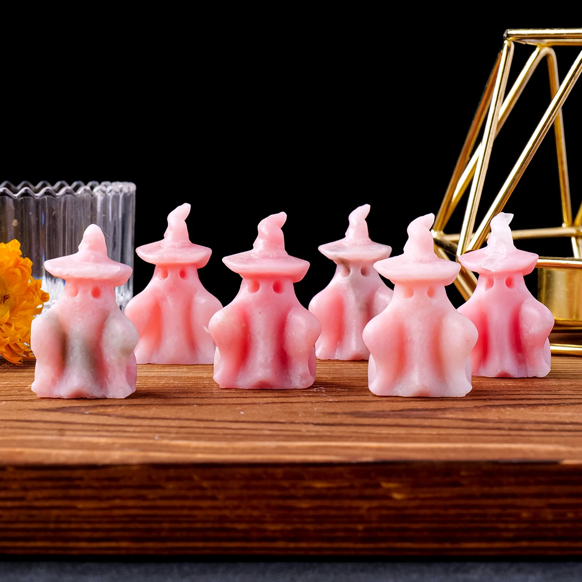 قطع نحت أشباح العقيق الوردي الكريستالي ، مشغولات هالوين ديكورات إبداعية للعطلات المنزلية ، 1 *