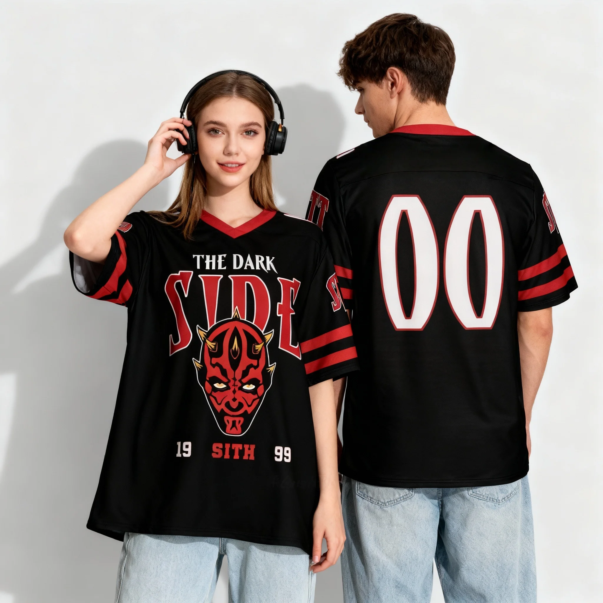 Maglia da calcio Disney Star Wars Darth Maul T-shirt estiva dolce e fresca T-shirt oversize da donna e da uomo per adulti alla moda esplosiva