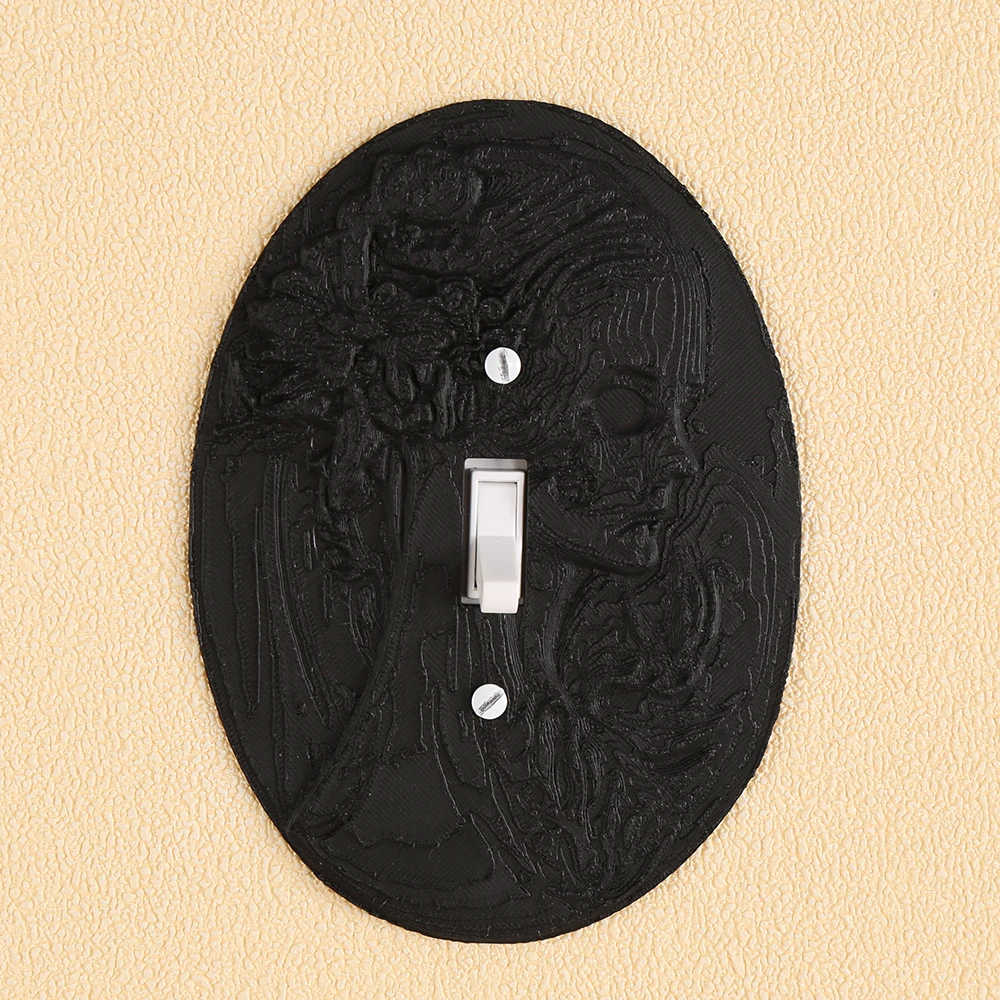 

Цельная художественная 3D-наклейка с портретным переключателем с тиснением, овальная форма с черно-белыми вариантами, изысканная текстура, подходит для переключателей,