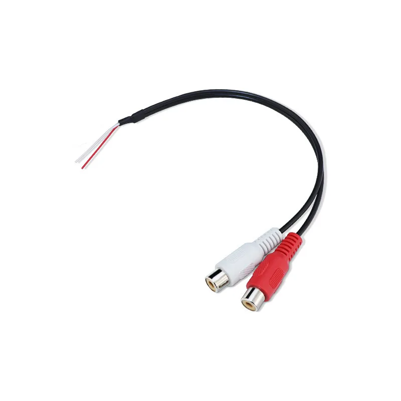 2 żeńskie RCA do przewodu głośnikowego, złącze męskie 2RCA do gołego przewodu Kabel audio z otwartym końcem do wzmacniacza Odbiornik audio-wideo 0,2