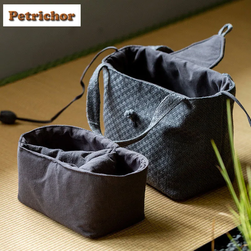 

Хлопковые и льняные дорожные чайные чаи, старинная сумка для хранения чая, уютная сумка для чайника, ручная сумка, дорожный чайный сервиз, сумка, посуда, украшения, ремесло