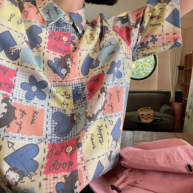 

Женская комфортная дышащая футболка VIMAS в винтажном стиле с принтом, свободного кроя, из смесового полиэстера и хлопка