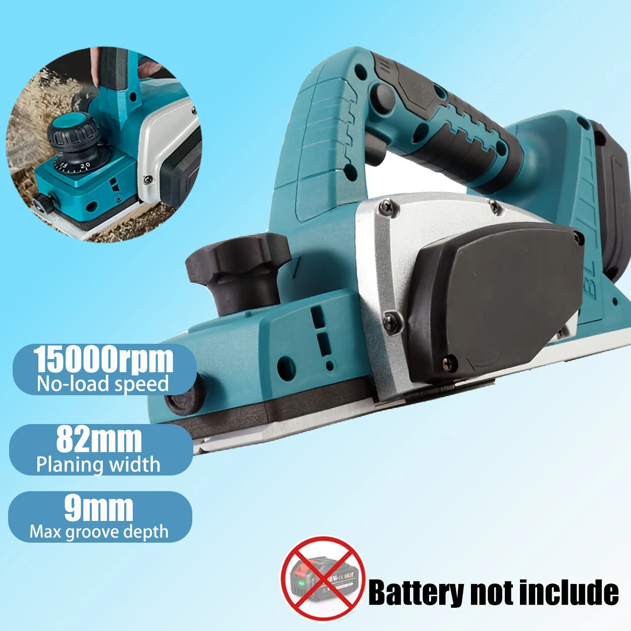 Brushless Cordless Electric Wood Planer, Rechargeable Handheld Wood Planing Machine,   Compatible with Makita 18V Battery,