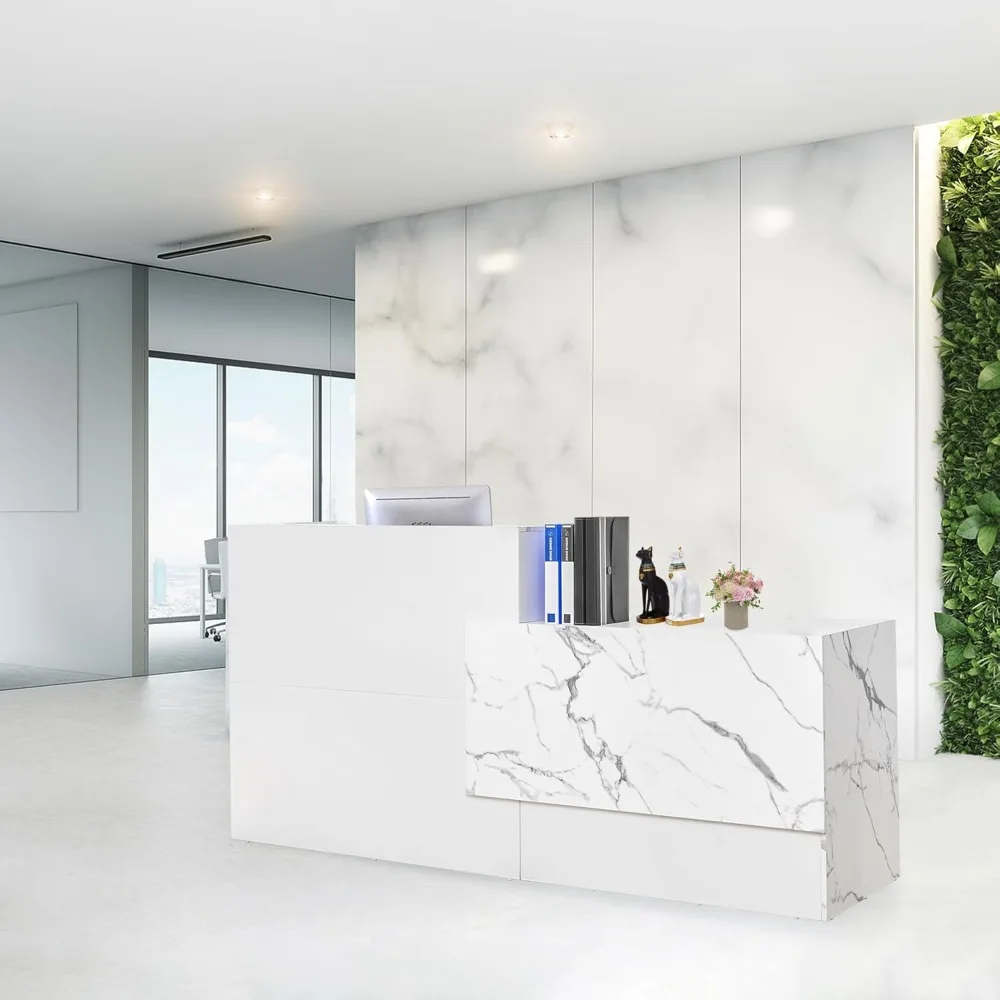 

Современная касса с запираемым ящиком, подставкой для клавиатуры и полками, белая стойка регистрации для корпоративного применения