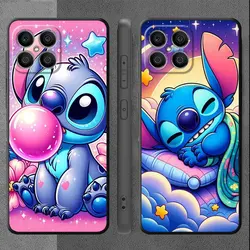 Coque de téléphone en TPU noir avec dessin animé mignon Stitch, housse pour Huawei Honor 90 Lite X8 X8a X9A 70 8X X7 P30 Pro P40 P20 P Smart Z X6 Magic5