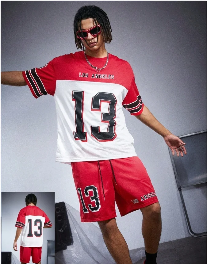 Latest T-shirt Shorts Set Letter Digital Pattern Street Trendy Element Adult Fashion Top Shorts Comfortable for Men Women Y2K