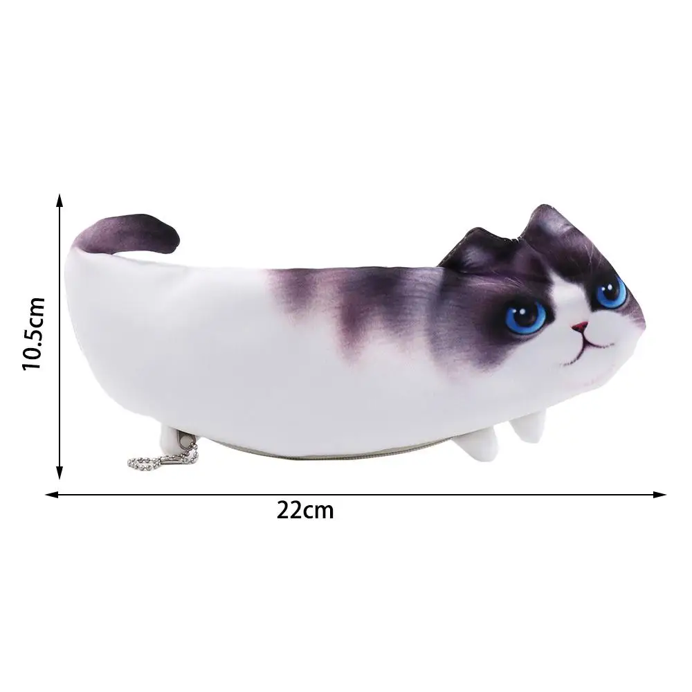 Kids Creative Soft Cloth School Supplies Student Gift Stationery Pen Bag Storage Organizer Pencil Case Simulation Cartoon Cat