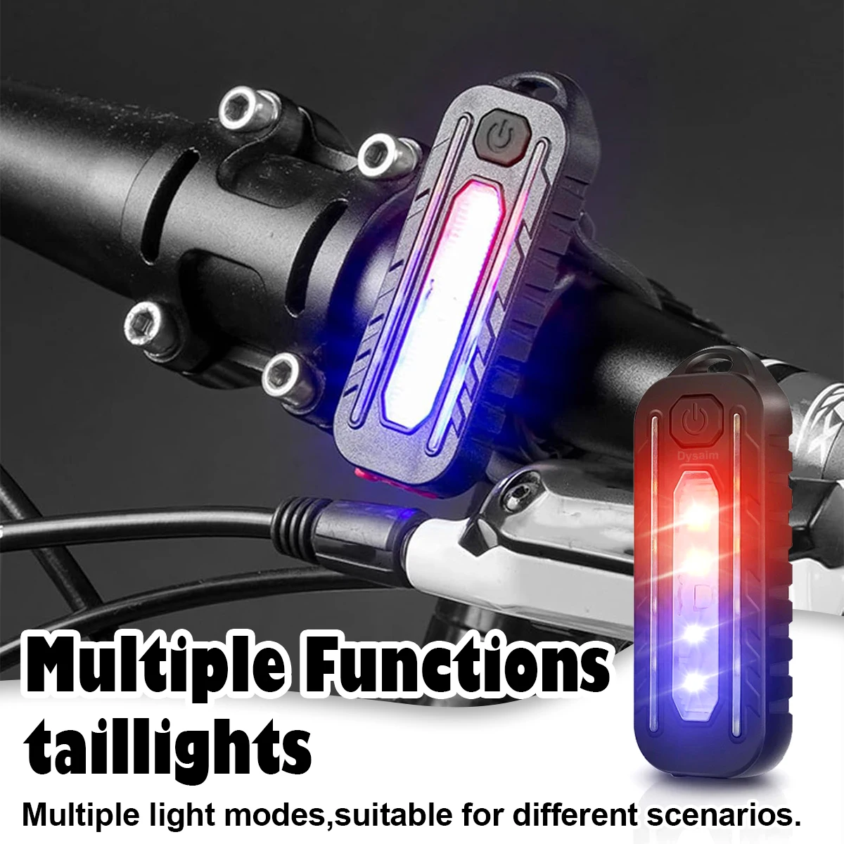 Keychain Mini Led Flashlight 5/modes Bicycle Lamp Bike Light Usb Recharge 5v Dc Portable Pocket Taillights Multi-functional Clip