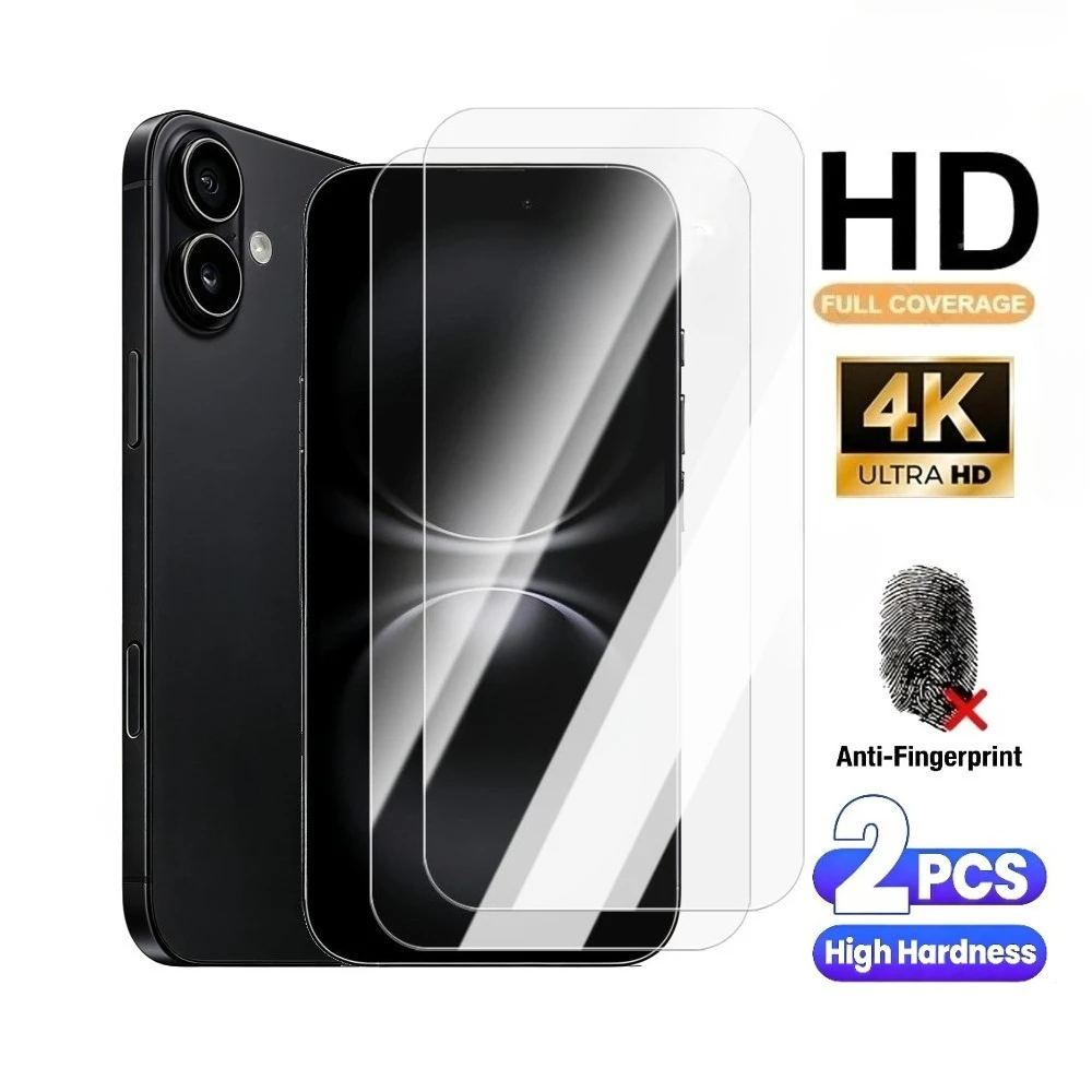 

2Pcs Ultra HD Screen Protector for iPhone 17 16 15 14 Pro Max Air 16e 15 14 Plus 13 12 11 Pro XR XS 9H Hardness Tempered Glass