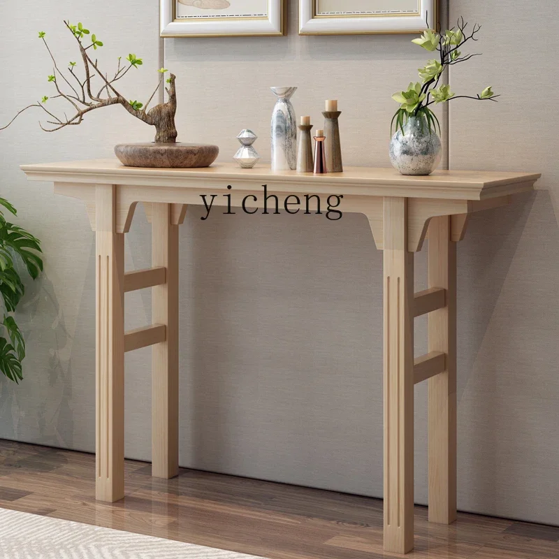 YY New Chinese Style Solid Wood Console Lobby a Long Narrow Table Side View Modern Minimalist Altar