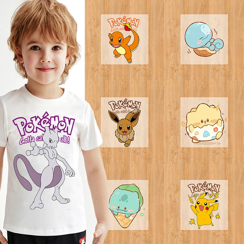 Наклейки-с-термотрансферной-печатью-pokemon-аниме-персонажи-Пикачу-и-Иви-нашивки-для-футболок-мультяшные-аппликации-для-мальчиков-и-девочек-diy-нашивки-для-одежды-и-сумок-подарок