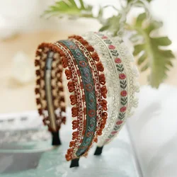 New Bohemian Ethnic Style Embroidered Flower Headbands Adult Women Floral Weave Lace Korean Headband Hair Accessories Wholesale