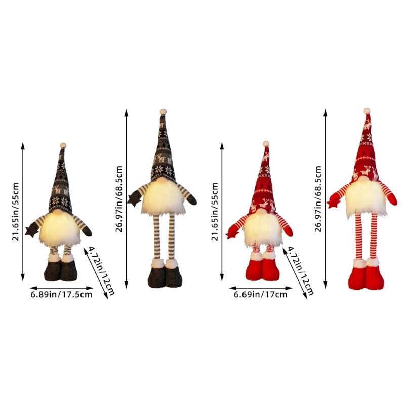 Festive Glowing Holiday Decoration Ornaments Christmas Gnomes Faceless Dolls