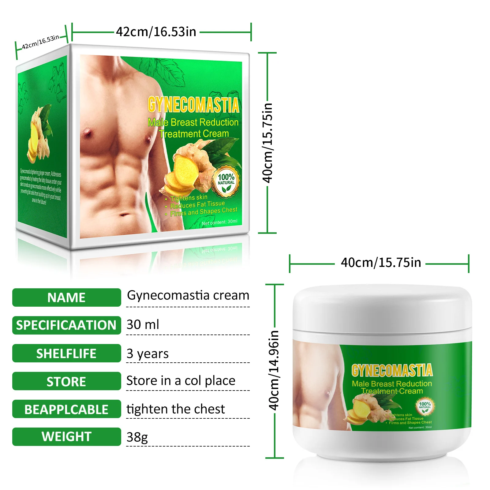 Gynecomastia Tightening Ginger Cream Male Chest Firming Cream Ginger Skin Tightening Cream Body Gel For Men Women