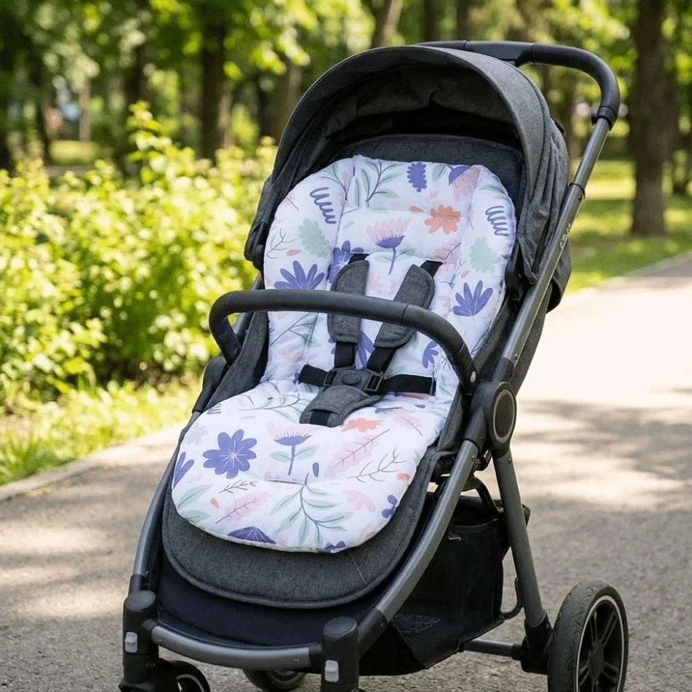 Cotton Material Baby Stroller Seat Cushion Cartoon Pattern All Seasons Stroller Seat Pad Breathable Comfortable