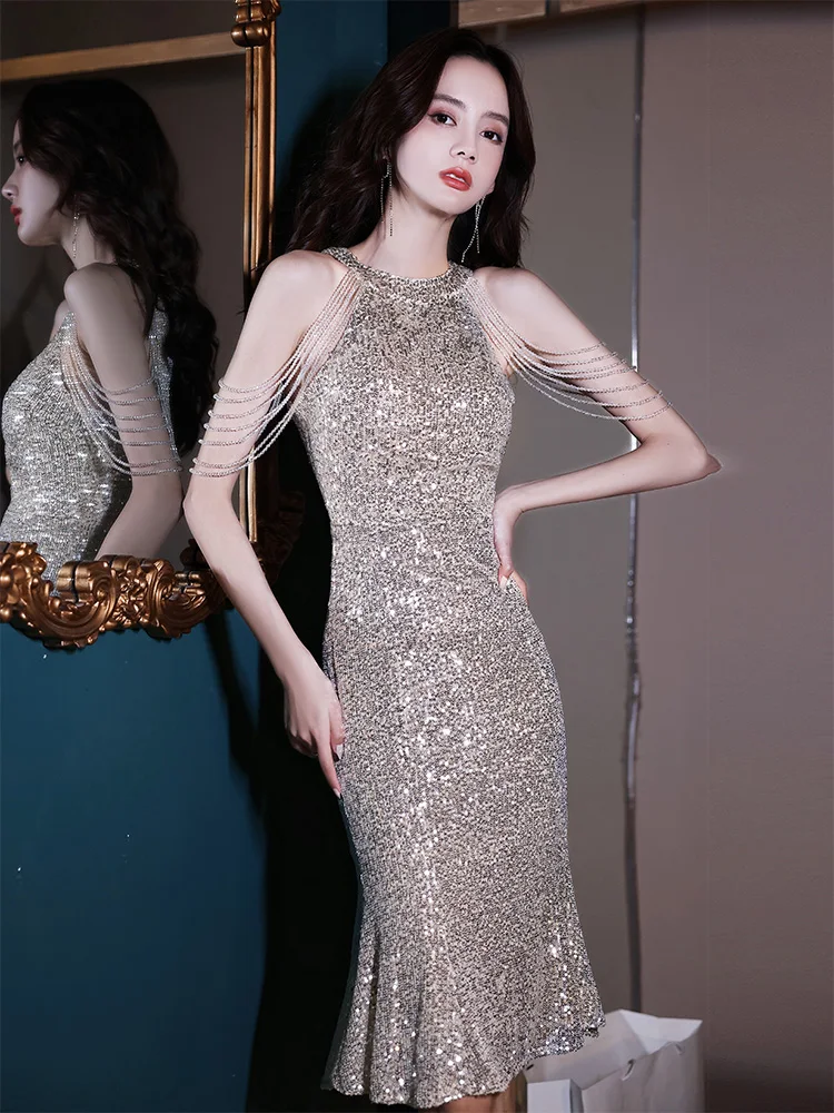 

Ele ort Evening Gown Women's Faion High-End Tailored Fi Tail Skirt Birthday Par Host Ball Gown Wedding Dr