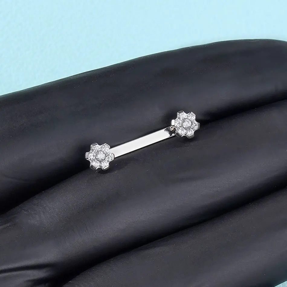 1 قطعة سطح التيتانيوم الحديد Labret الثقب تشيكوسلوفاكيا زهرة مايكرو المراسي الجلدية حلقة إخفاء في الجلد غواص الثقب مثير مجوهرات 14 جرام