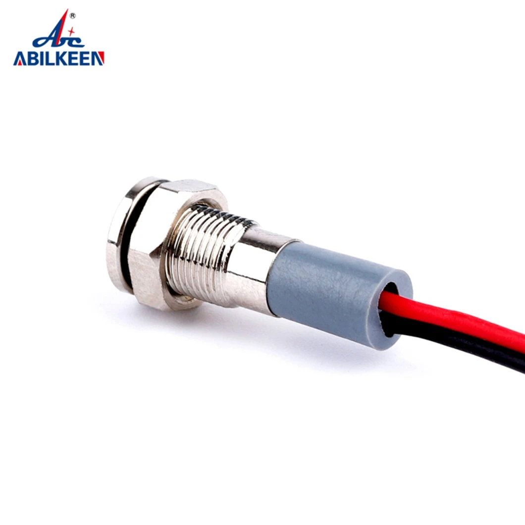 ABILKEEN 20PCS IB6A-FX-D 6MM Flachkopf Metall Anzeige Licht DC3-6V/12-24V AC110V AC220V Industrielle Pilot Lampe mit 150MM Kabel