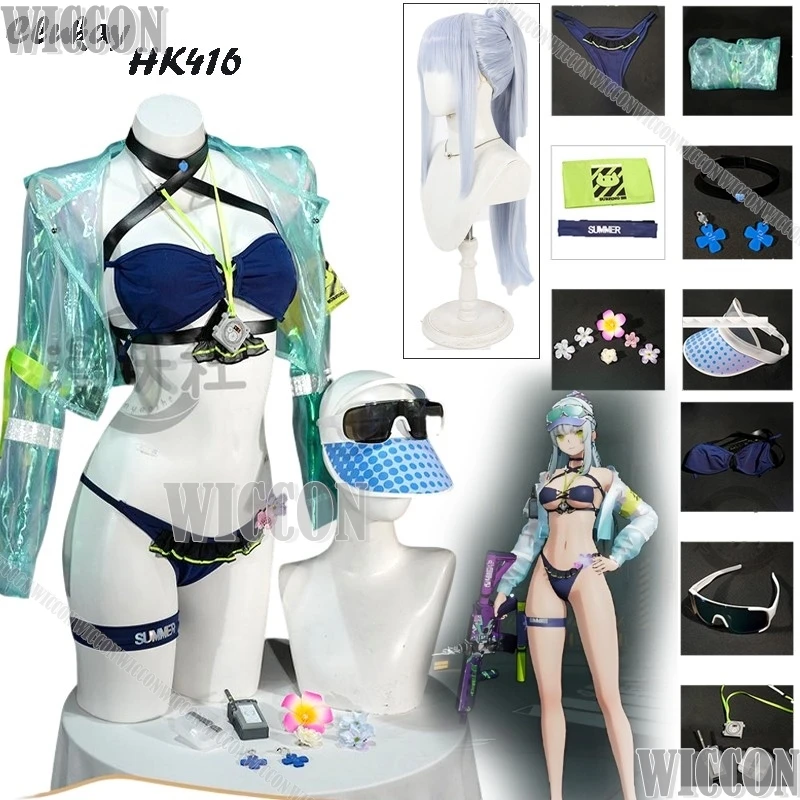 

Gfl2 Clukay Klukai Cosplay Game GIRLS' FRONTLINE 2:EXILIUM Uniforms HK416 Bikini Wig Coat Women Halloween Sexy Clothes Comic Con