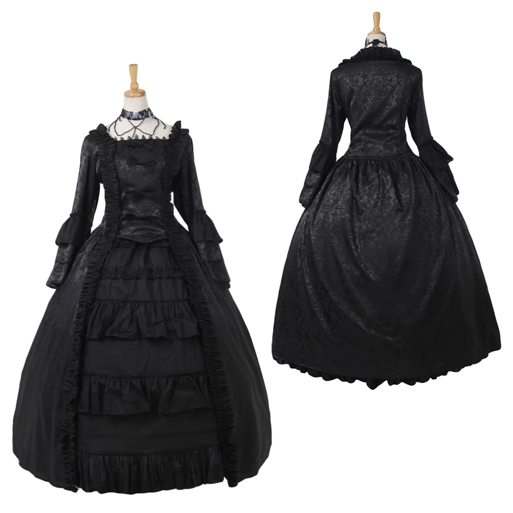 

Women's Rococo black Dress 1700s Royal Court Belle Marie Antoinette Elegant Black Dress Lolita Costume custom made plus size