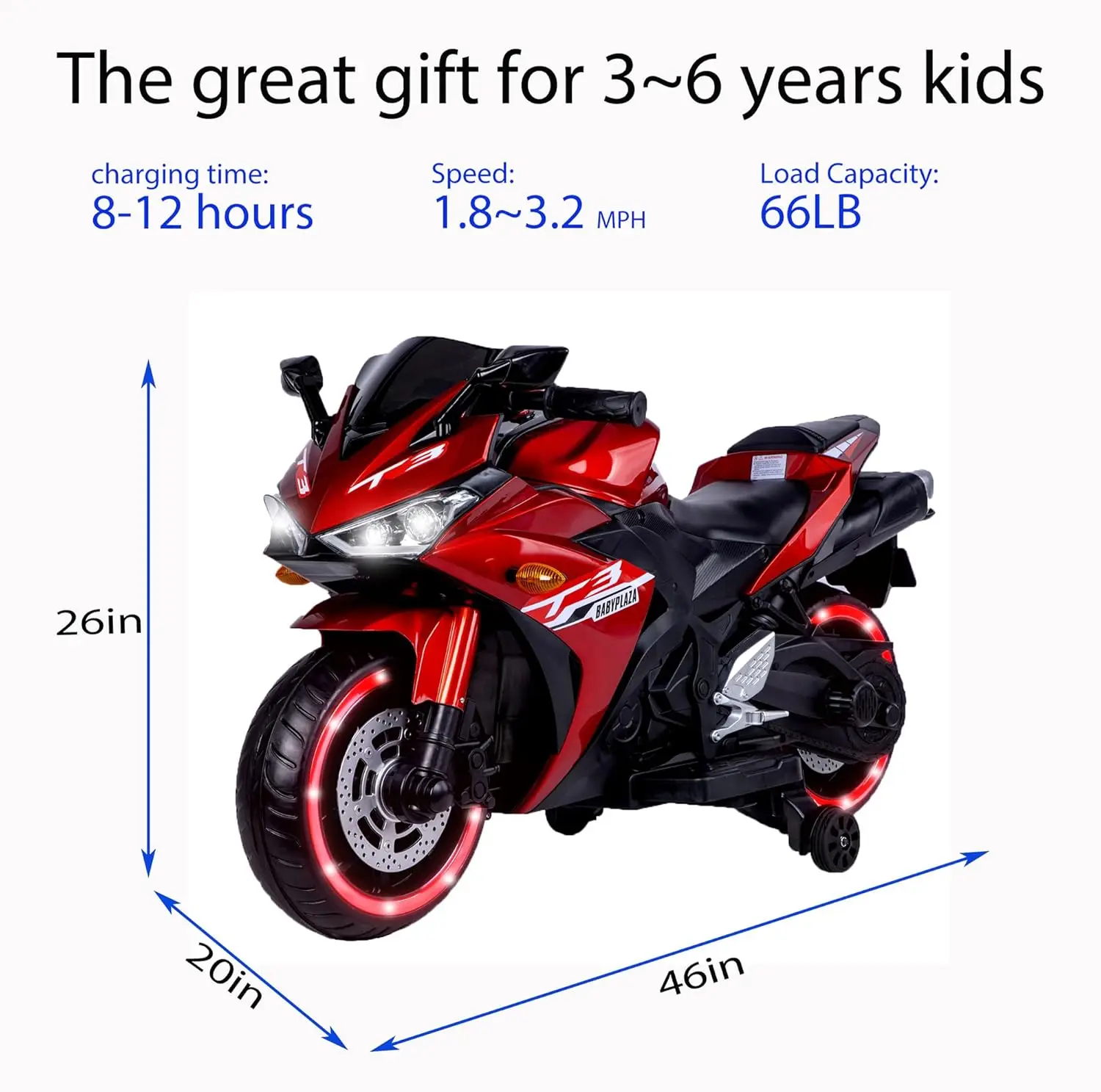 Motocykl 12 V dla dzieci, motocykl akumulatorowy dla dzieci z możliwością ładowania 2 koła Motocykl na elektrycznym motocyklu dla dzieci ze światłem