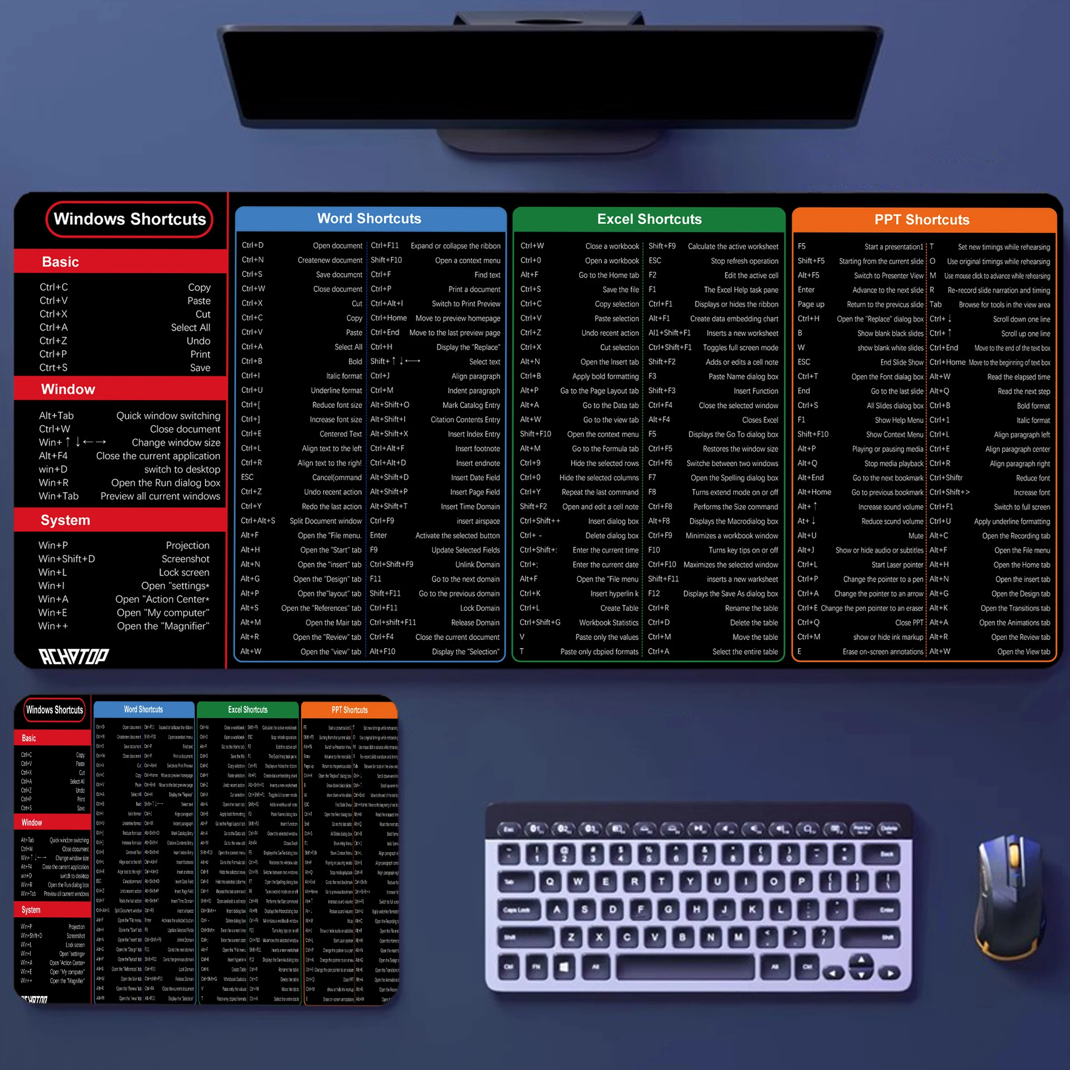 Simple Windows Shortcuts Mouse Pad Windows Linux Office WPS PowerPoint Shortcut Large Desk Pad Excel Shortcut Pattern Mousepad