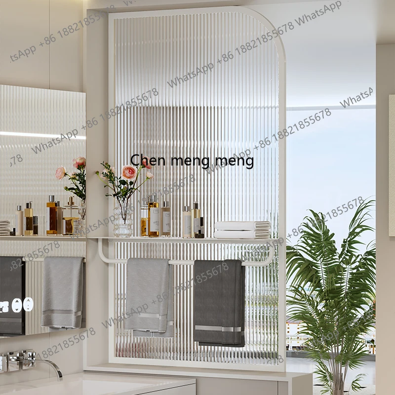 Stainless steel partition rack wash basin wash table waterproof dry and wet separation glass wall screen