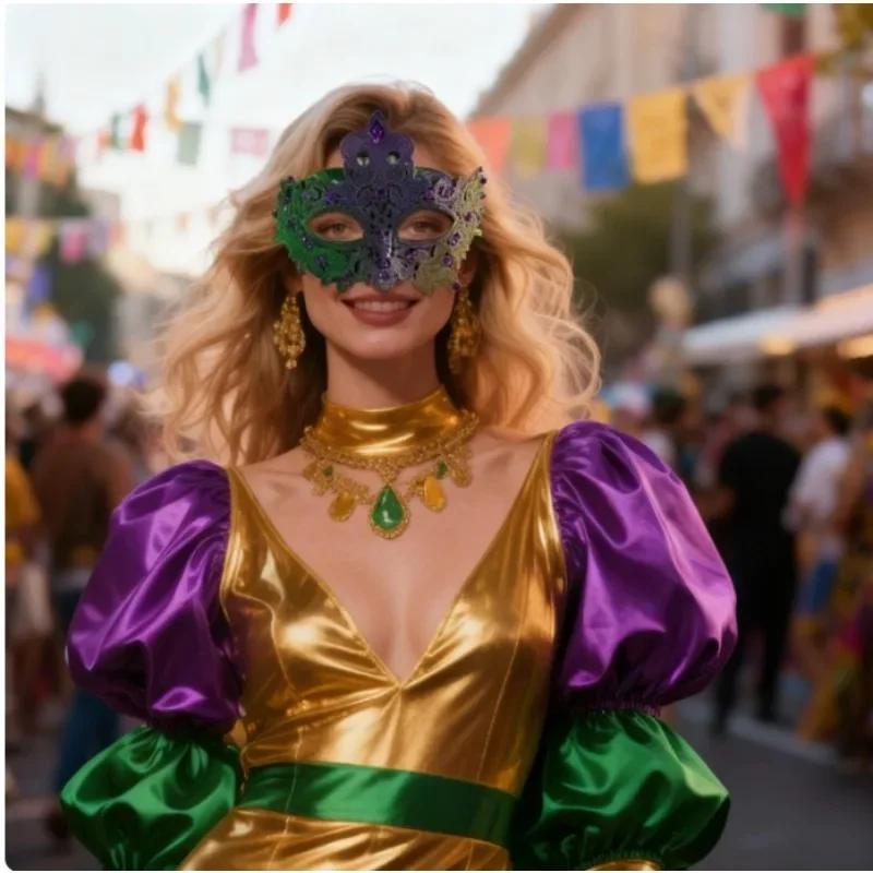 

Tri Color Mask Half Face Masquerade Cover for Halloween Party Performance