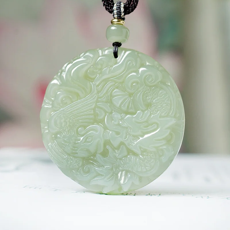 Exquisite Hetian jade Qinghai material auspicious pendant, ethnic style, fashionable and versatile
