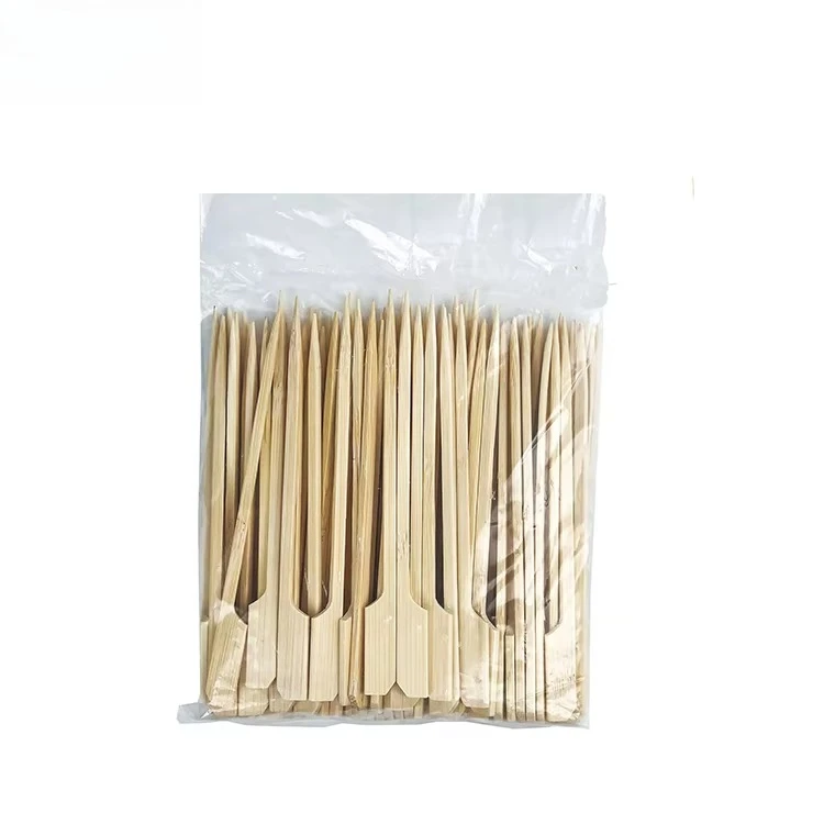 Bamboo Fruit Flat Skewer Teppo Skewer for Home or Party BBQ Tool with Bamboo Handle Packed in Bag for Commercial Restaurant Use