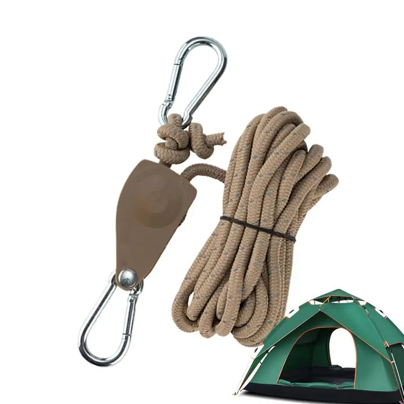 Tent Rope Pulley Light Hangers For Grow Tent Outdoor Activity Adjustable Tent Pulley 0.2inch Thick Rope Aluminum Alloy Adjuster