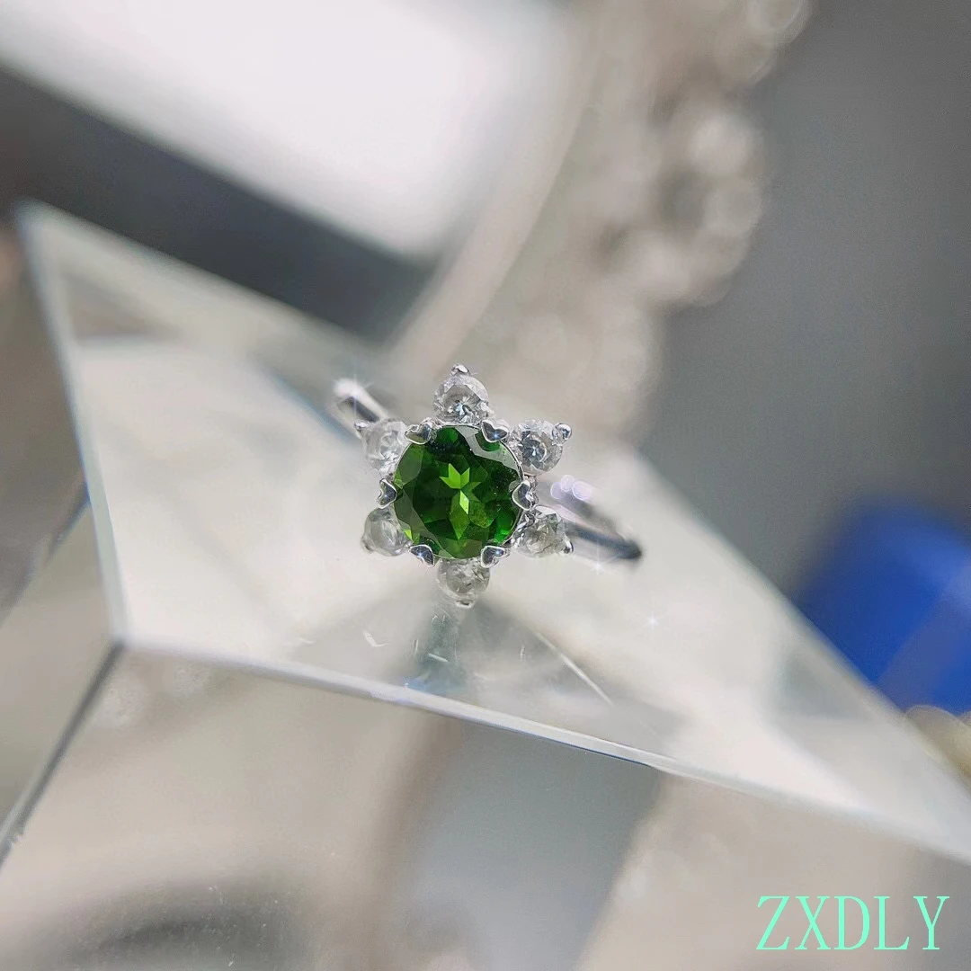 Newest Natural Diopside Ring For Women Fine Jewelry Real 925 Silver Special Craftmanship  Good Gift