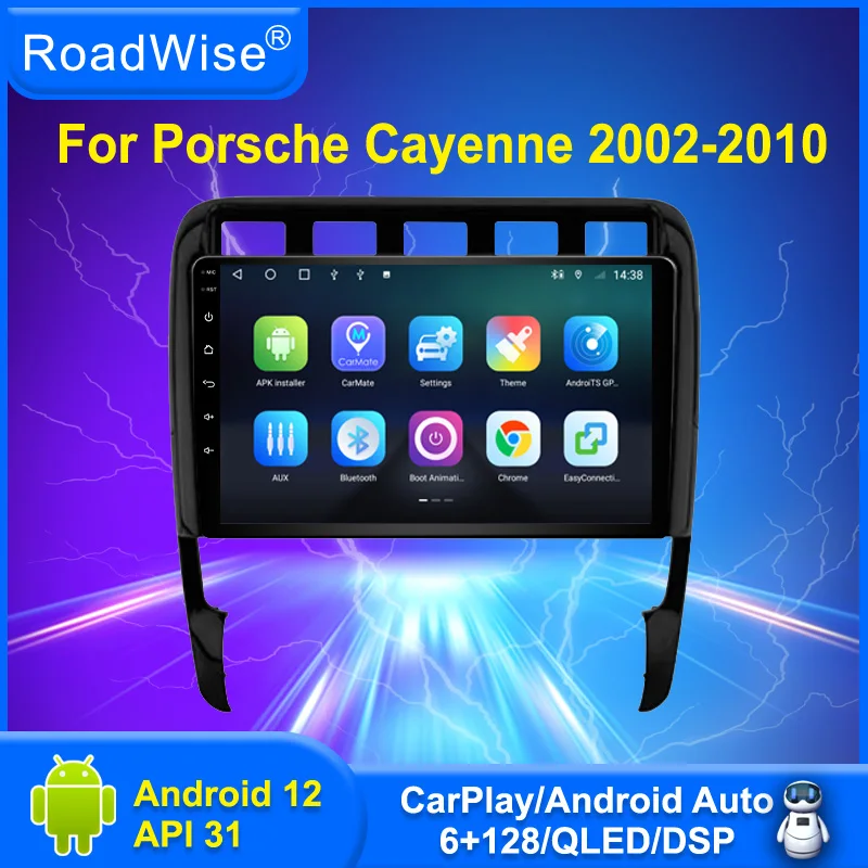 

Roadwise Android автомобильный радиоприемник, мультимедийный Carplay для Porsche Cayenne I 1 9PA 2002 2003 - 2009 2010 QLED 4G Wifi Navi GPS DVD 2 Din