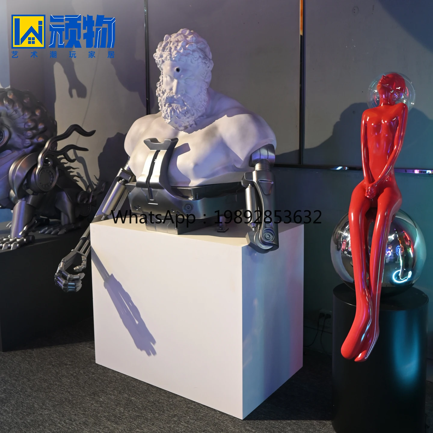 LYY الإبداعية العصرية الميكانيكية هرقل النحت Cyberpunk الألياف الزجاجية الإنترنت المشاهير الجدار زينة زخرفية #2