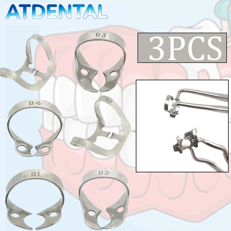 

B1-B6 Dental Rubber Dam Clamps Stainless Steel Winged Clamp Holder Restoration Endodontic Dentistry Material