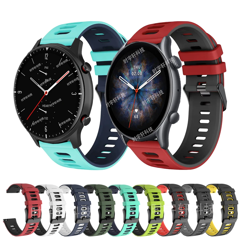 For Amazfit GTR 3 Pro Bracelet 22mm Silicone Sport Band For Amazfit GTR 4 2 2E 3/47mm/Bip 5/Pace/Stratos 3 2S 2 Smartwatch Strap