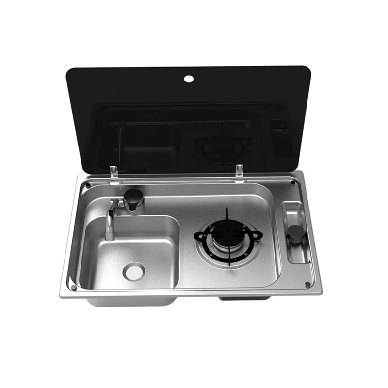 

Moterhome Portable Single Burner Stainless Steel Camping LPG Gas Stove And Sink For RV