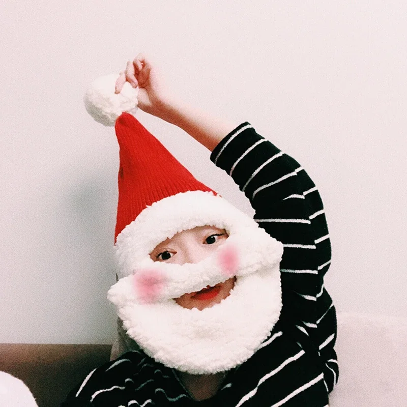 

Высококачественная рождественская шапка унисекс с бородой, зимняя вязаная шапка крючком, шапка Санта-Клауса с бородой, складная шапка с бородой, вязаная шапка для взрослых