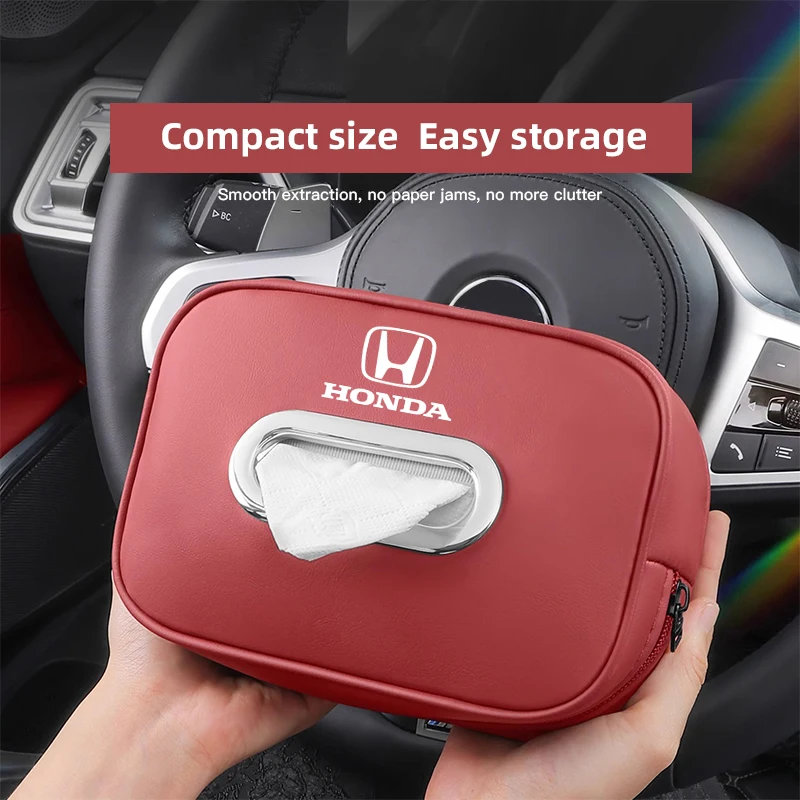 Caja de pañuelos de alta capacidad para Interior de coche, bolsa de almacenamiento Kleenex, accesorios para Honda Civic Fit Insight Jazz Accord Pilot CRV Odyssey