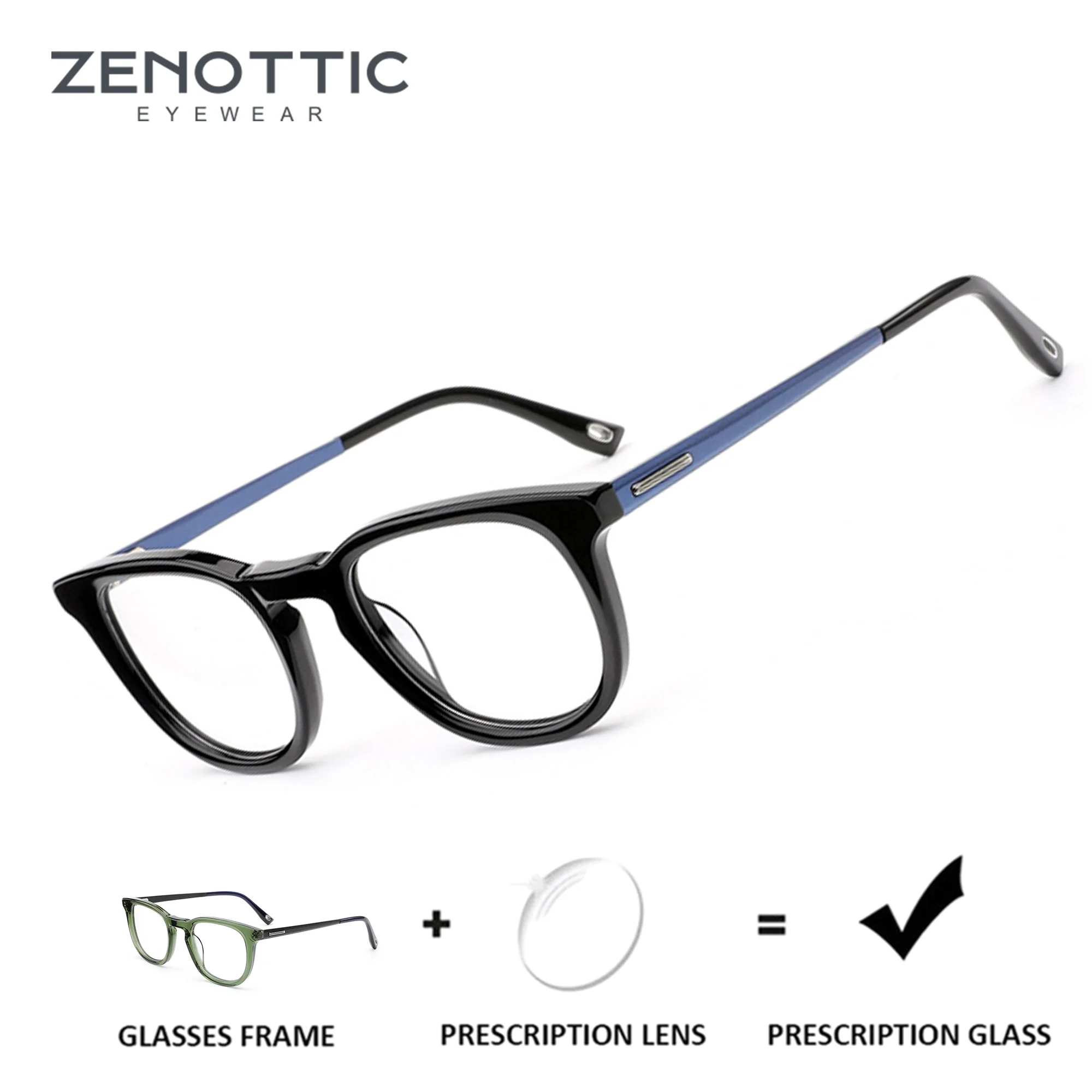 

ZENOTTIC Fashion Acetate Square Prescription Glasses Men Myopia Optical Lenses With Recipe Progressive Photochromic Eyewear